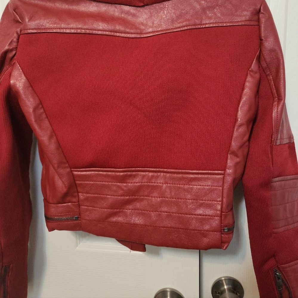 NWT Comme USA Vegan Leather/faux suede asymmetrical zip jacket - Picture 4 of 5
